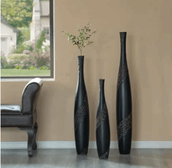 Bottle Shape Decorative Floor Vase, Brown - Set of 3 - Home Decor & Things Are Us