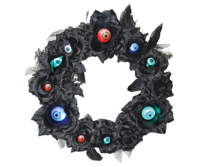 Halloween Black Wreath with Lightup Eyeballs
