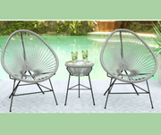 Montara Modern Outdoor Acapulco Lounge Patio Set with Glass Top Table Grey - 3 Piece - Home Decor & Things Are Us