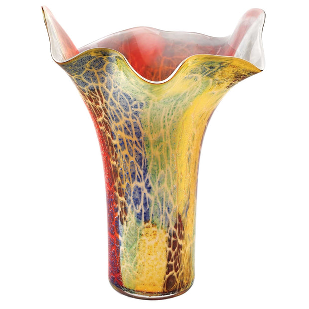 Multi Color Glass Napkin Shape Mouth Blown Vase - Home Decor & Things Are Us