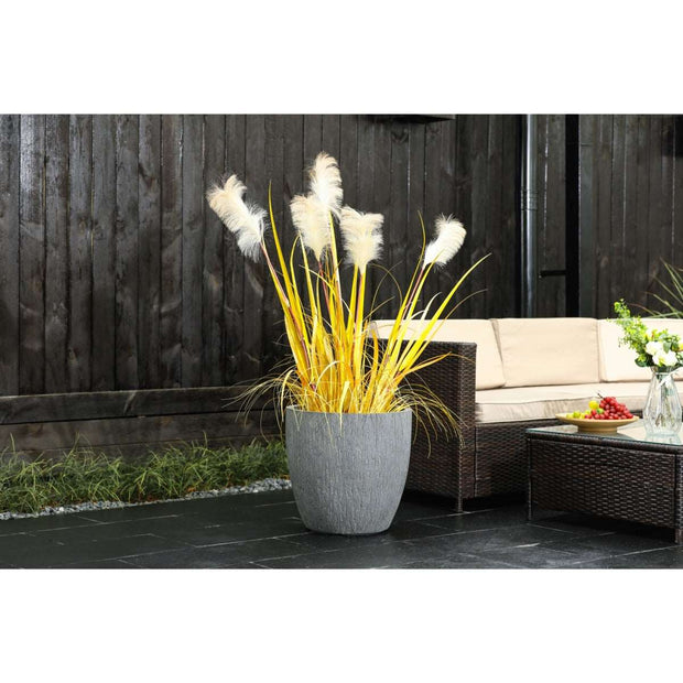 Luxen Home Round Gray MgO Planter - Home Décor & Things Are Us