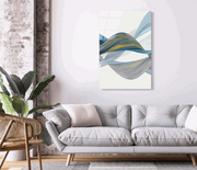 Wave Acrylic Glass Art, Blue & Gold - Home Decor & Things Are Us