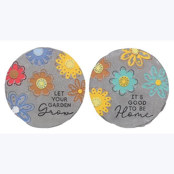 Set of 2 Cement Garden Flower Stepping Stones - Home Decor & Things Are Us