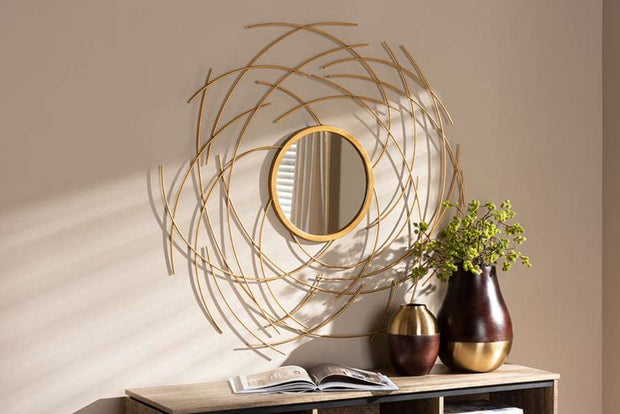 Aelius Modern & Contemporary Gold Finished Accent Wall Mirror - Home Décor & Things Are Us