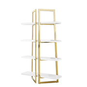 Aluna Bookshelf with 4 Shelves, White & Gold - Home Décor & Things Are Us