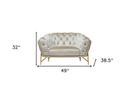 Beige And Gold Velvet Tufted Arm Chair - Home Décor & Things Are Us