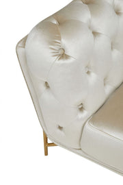 Beige And Gold Velvet Tufted Arm Chair - Home Décor & Things Are Us