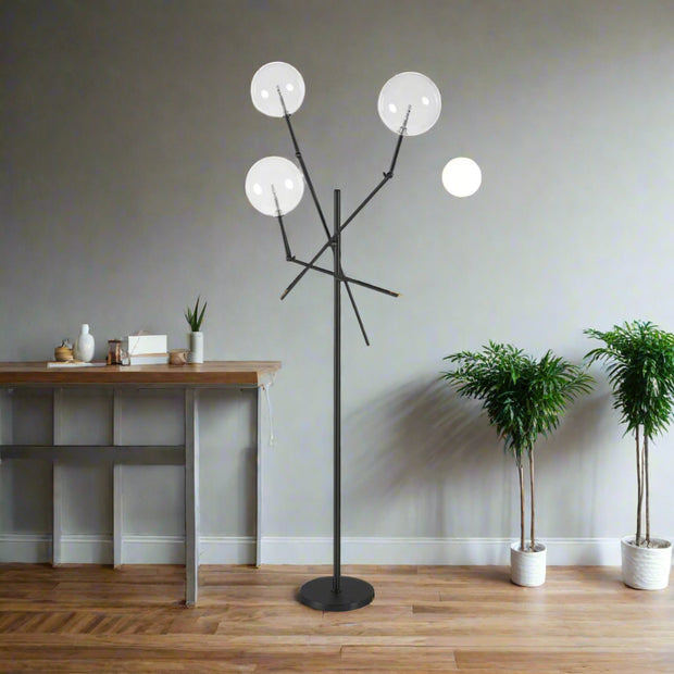 Black Tri Globe Contemporary Metal Floor Lamp - Home Décor & Things Are Us