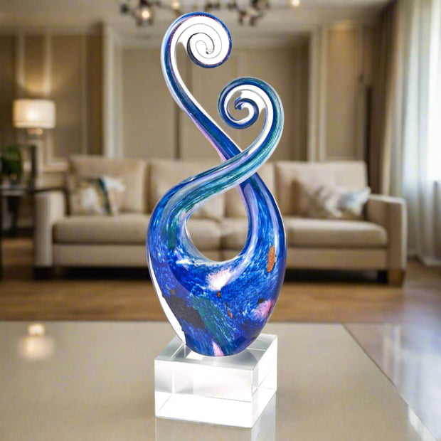 Blue And Green Murano Glass Modern Abstract Tabletop Sculpture - Home Décor & Things Are Us