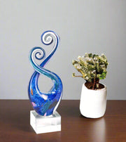 Blue And Green Murano Glass Modern Abstract Tabletop Sculpture - Home Décor & Things Are Us