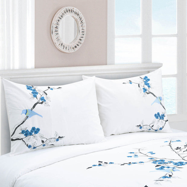 Blue and White King 100% Cotton 200 Thread Count Washable Duvet Cover Set - Home Décor & Things Are Us