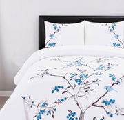 Blue and White Queen 100% Cotton 200 Thread Count Washable Duvet Cover Set - Home Décor & Things Are Us