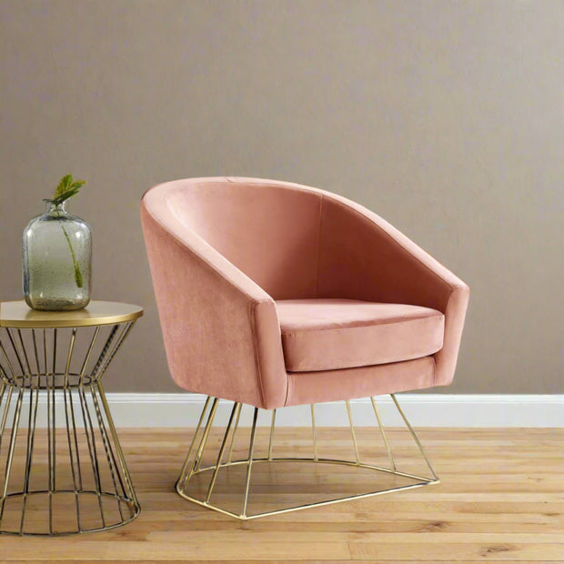 Blush And Gold Velvet Barrel Chair - Home Décor & Things Are Us