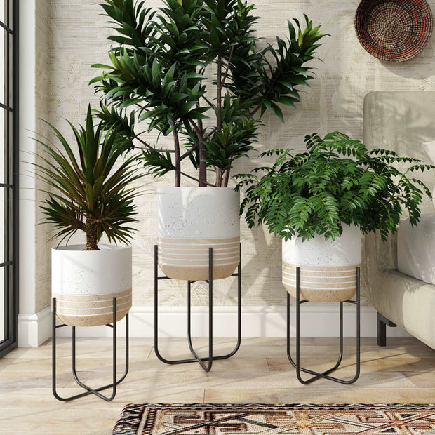 Bodhi Modern Planters, White & Gold - Set of 3 - Home Décor & Things Are Us