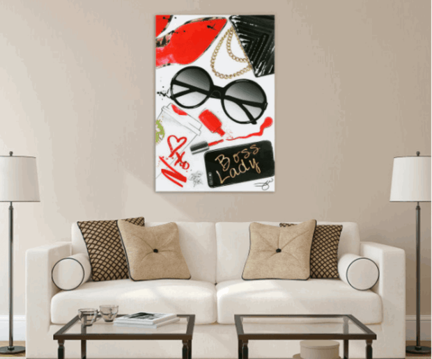 Boss Lady Frameless Tempered Glass Panel Fashion Wall Art - Home Décor & Things Are Us