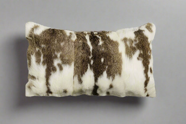 Brown And White Rabbit Natural Fur Throw Pillow - Home Décor & Things Are Us