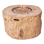 Brown Faux Wood Stump Propane Round Fire Pit With Cover - Home Décor & Things Are Us