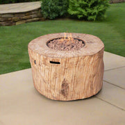 Brown Faux Wood Stump Propane Round Fire Pit With Cover - Home Décor & Things Are Us