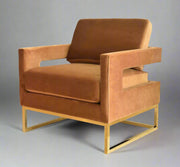 Camel Velvet And Gold Chair - Home Décor & Things Are Us