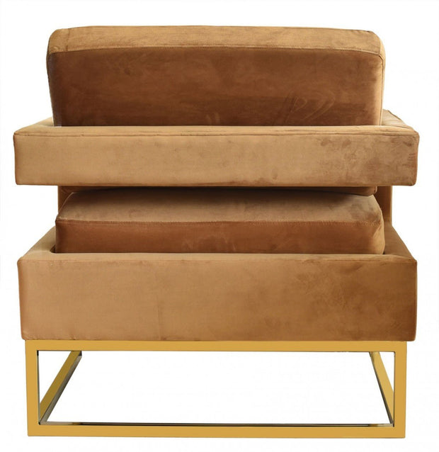 Camel Velvet And Gold Chair - Home Décor & Things Are Us