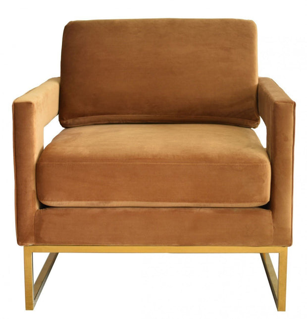 Camel Velvet And Gold Chair - Home Décor & Things Are Us