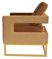 Camel Velvet And Gold Chair - Home Décor & Things Are Us