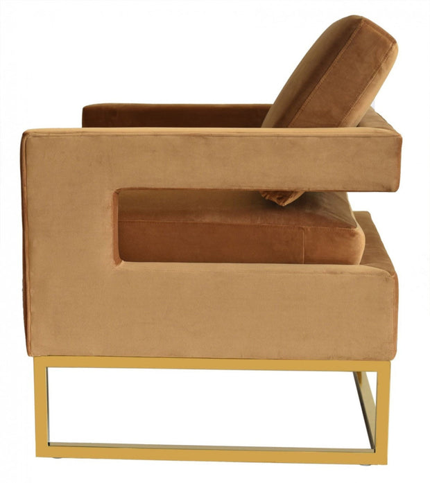 Camel Velvet And Gold Chair - Home Décor & Things Are Us