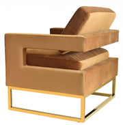 Camel Velvet And Gold Chair - Home Décor & Things Are Us