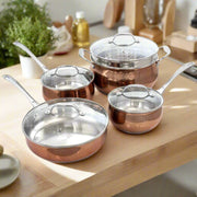 Carabello Stainless Steel Cookware Combo Set, Copper - 9 Piece - Home Décor & Things Are Us