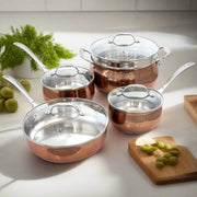 Carabello Stainless Steel Cookware Combo Set, Copper - 9 Piece - Home Décor & Things Are Us