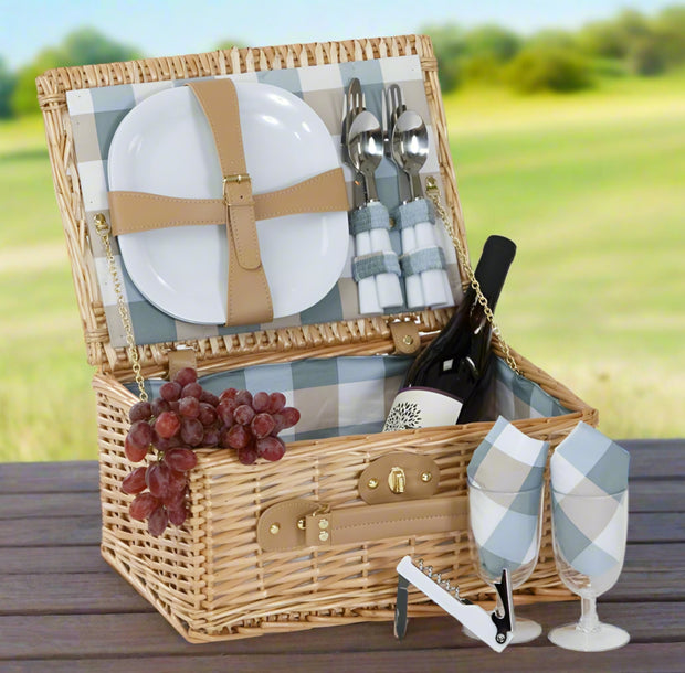 Classic Woven Picnic Basket - Set for 2 - Home Décor & Things Are Us