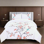 Coral and White Queen 100% Cotton 200 Thread Count Washable Duvet Cover Set - Home Décor & Things Are Us