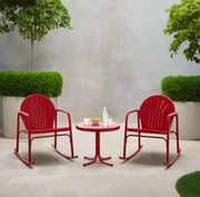 Crosley Furniture Outdoor Rocking Chair Set, Bright Red Gloss - Side Table & 2 Rocking Chairs - 3 Piece - Home Décor & Things Are Us