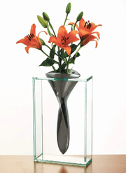 Crystal Clear Glass Flower Vase with Non Tarnish Aluminum Center - Home Décor & Things Are Us