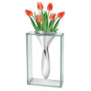 Crystal Clear Glass Flower Vase with Non Tarnish Aluminum Center - Home Décor & Things Are Us