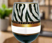 Deco Zebra Bottoms Up Stemless Wine Glass - Home Décor & Things Are Us