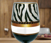 Deco Zebra Bottoms Up Stemless Wine Glass - Home Décor & Things Are Us