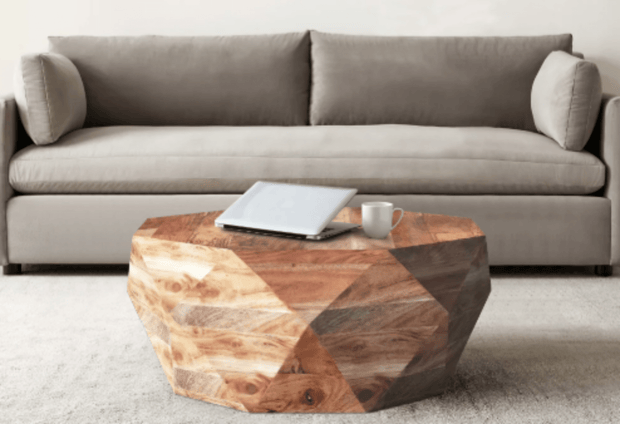 Diamond Shape Acacia Wood Coffee Table With Smooth Top, Natural Brown - Home Décor & Things Are Us