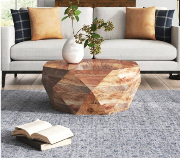 Diamond Shape Acacia Wood Coffee Table With Smooth Top, Natural Brown - Home Décor & Things Are Us