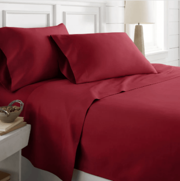 Egyptian Cotton 1000 Thread Count Solid Sheet Set California King - Burgundy - Home Décor & Things Are Us