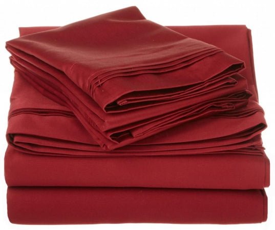 Egyptian Cotton 1000 Thread Count Solid Sheet Set California King - Burgundy - Home Décor & Things Are Us