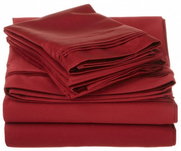 Egyptian Cotton 1000 Thread Count Solid Sheet Set Queen - Burgundy - Home Décor & Things Are Us