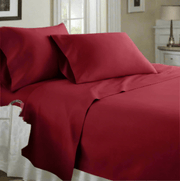 Egyptian Cotton 1000 Thread Count Solid Sheet Set Queen - Burgundy - Home Décor & Things Are Us