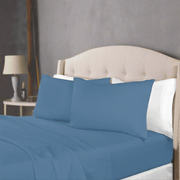 Egyptian Cotton 1500 Thread Count Solid Sheet Set King - Medium Blue - Home Décor & Things Are Us