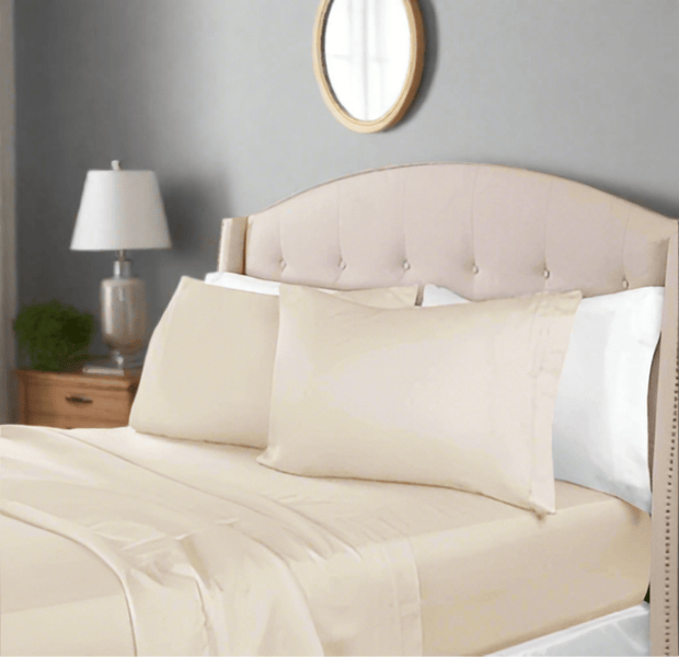 Egyptian Cotton 1500 Thread Count Solid Sheet Set Queen - Ivory - Home Décor & Things Are Us