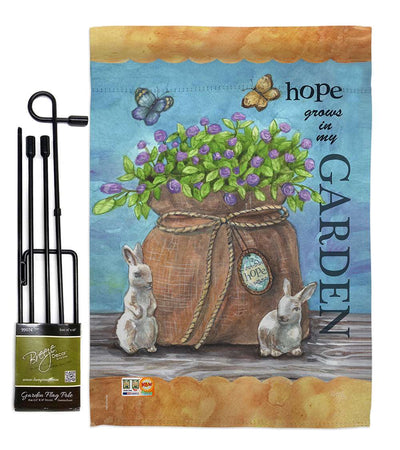 Welcome Hope Grows Inspirational Sweet Home Impressions Decorative Vertical Double Sided Garden Flag Set with Banner Pole