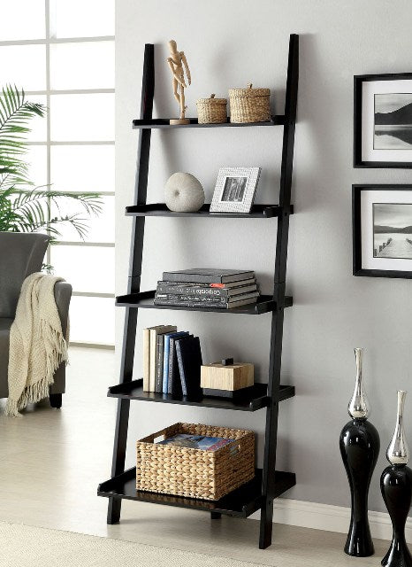 Modern wooden bookshelf with books neatly arranged, adding a touch of sophistication to a well-designed living space