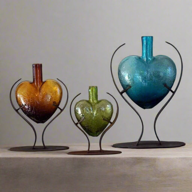 Glass Heart on Modern Iron Heart Vase - Home Décor & Things Are Us