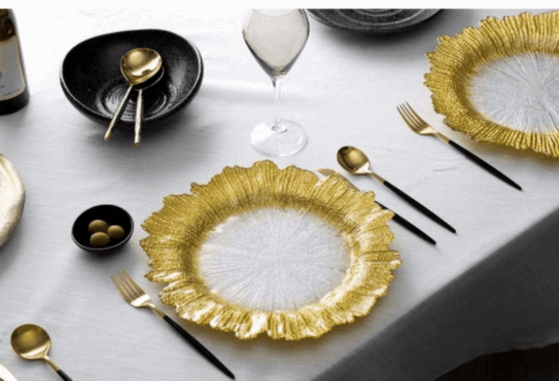 Gold Flower Shaped Chargers, Set of 4 - Home Décor & Things Are Us