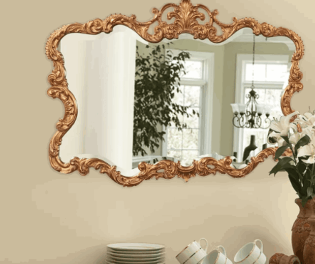 Gold Leaf Mirror with Decorative Textured Frame - Home Décor & Things Are Us